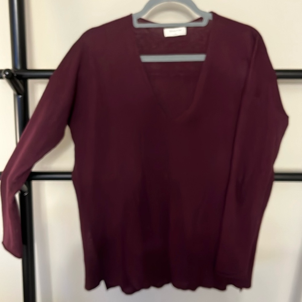 Babaton maroon tunic v-neck sweater
